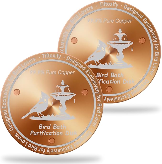 0.8mm Reinforced 99.99% Pure Copper Bird Bath Disk - Triple-Point Support Design for Physical Safe Water Maintenance, Universal Fit All-Season Outdoor Birdbaths Bowls, 2Pcs