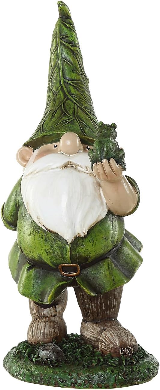 Topadorn Resin Gnome Statue - Outdoor Garden Decorative Frog Statuary