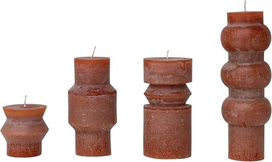 Creative Co-Op Unscented Totem Pillar, Spice Candles, 3" L x 3" W x 6" H, Orange
