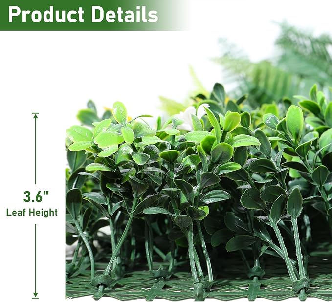 Artifical Grass Wall Panels 40"x40" Backdrop Boxwood Panels Greenery Backdrop Wall Grass Boxwood Hedge Wall Panels UV Protected Privacy Grass Wall Decor for Party Wedding Garden Indoor Outdoor