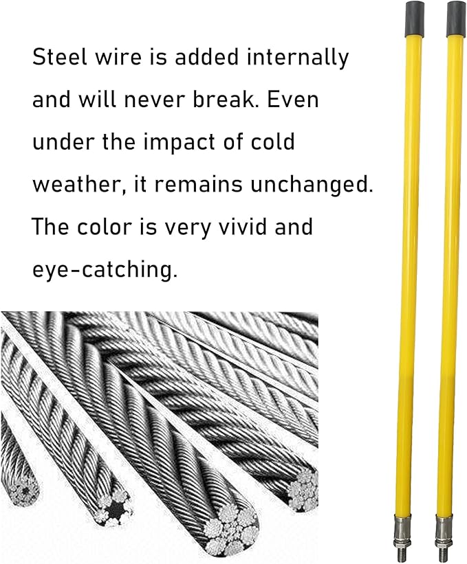 24''Yellow Snow Plow Blade Markers Guides Kit Vertical Stud Mount Striking Never Break Fit for Blizzard Boss SNO-Way Western Snowplows & Many More Pickup Truck SUV UTV ATV