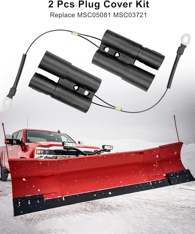 1 Pair Snow Plow Dust Cap Plug Cover Replace MSC05081 MSC03721 Fit for Boss HYD01684 HYD01690 Power Cable, Plow Connector Cover Kit