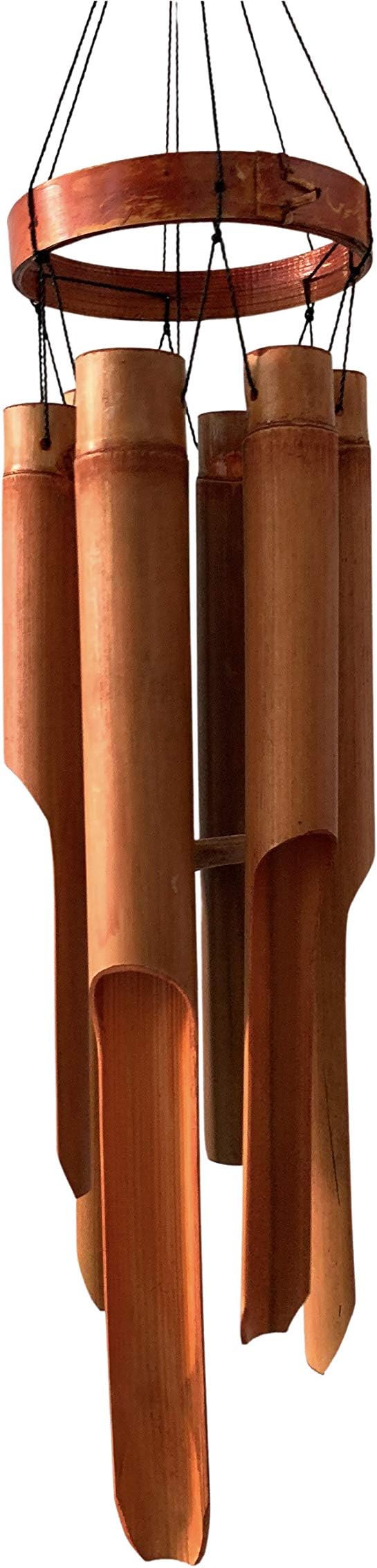 Classic Bamboo Wind Chimes with Circle Top, Wood Wooden Wind Chimes Outdoor, Deep Tone Soothing Sound (34)