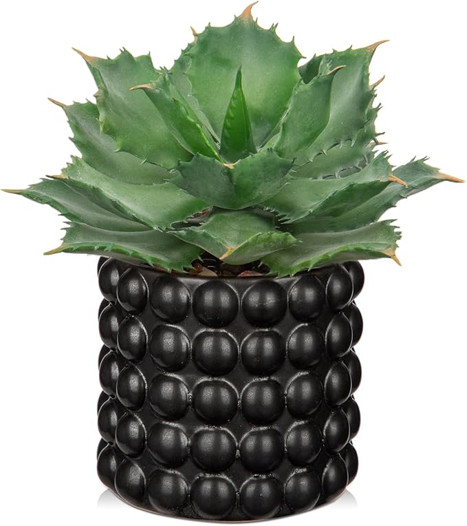 Briful Succulents Plants Artificial for Home Decor, Realistic Potted Fake Agave Plant, Bubbled Plant Pot, Cute Agave Ovatifolia Faux Plant, Shelf Tables Decor, Modern Farmhouse Home Decorations