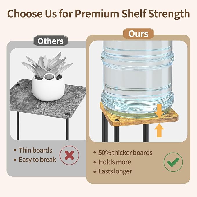 LASZOLA Black 5 Tier Wood Tall Plant Stand Indoor with Grow Lights, Large Heavy Duty Vertical Corner Rack for Multiple Planter, Sturdy Metal Rustic High Flower Shelf Holder Organizer for House Patio