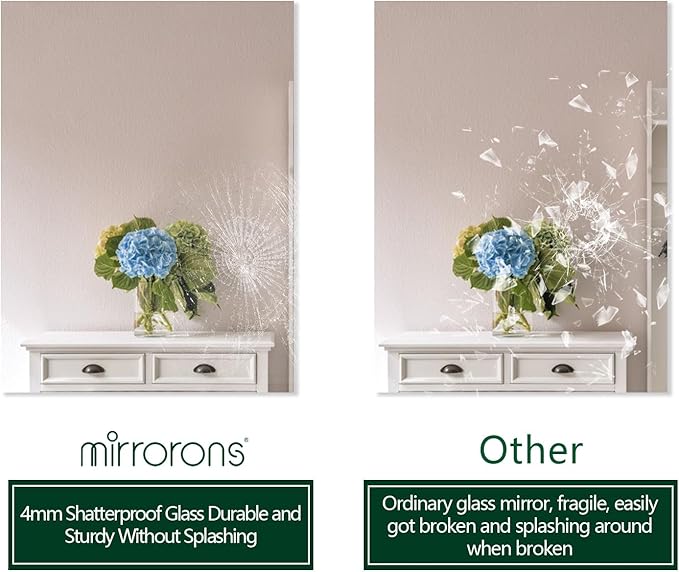 Mirrorons Bathroom Mirror 20"x 28", Bathroom Mirrors for Vanity, Bathroom Wall Mirror with Frameless Polished Edge for Bedroom, Living Room, Entryway, Shatterproof (Horizontal/Vertical)