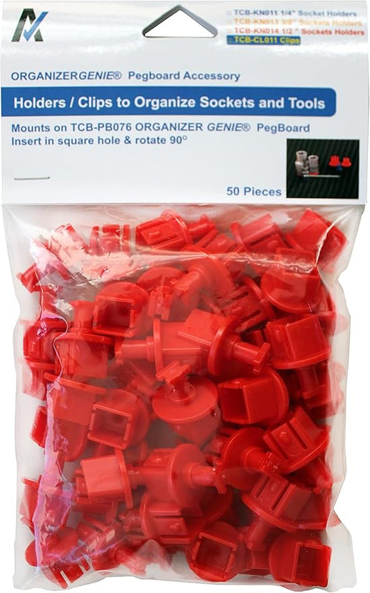 1/2" Socket Holders (50 pcs) - Accessories for Organizer Genie Pegboards to Organize 1/2" Sockets on the Pegboard