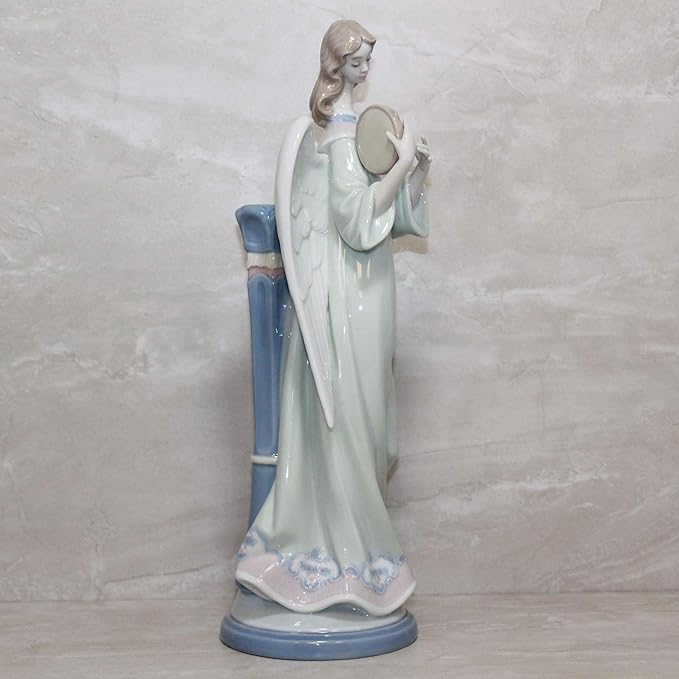 Lladro Figurine, 5950 Angel with Tambourine Candleholder