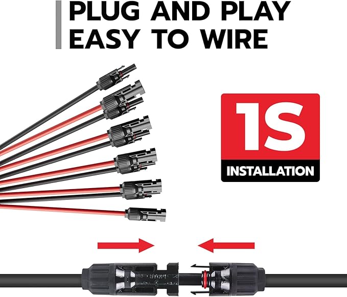 1 Pair Solar Connectors Y Branch, 2 to 10 Solar Parallel Connector for 2-5 Solar Panels,12AWG-10AWG Solar Connector Kit