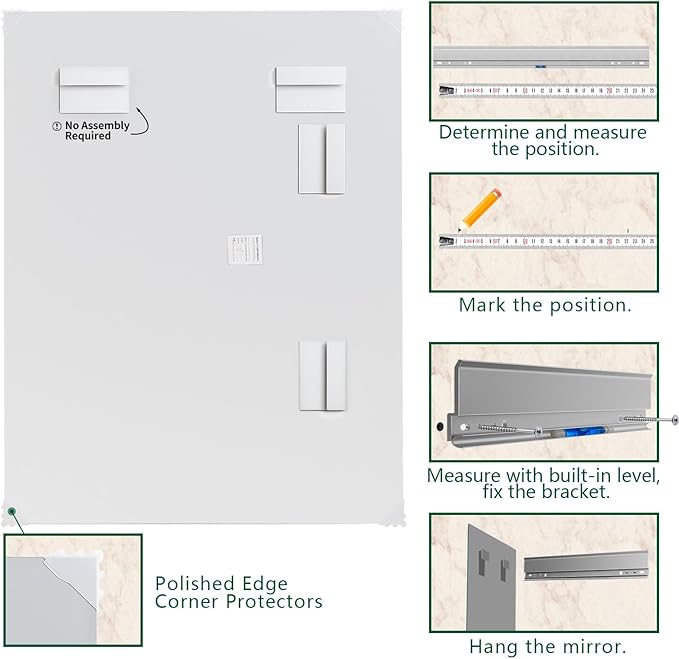Mirrorons Frameless Wall Mirror, 24" x 32", Modern Rectangle Bathroom Mirror with Polished Edge, Horizontally or Vertically. Upgraded Shatterproof Mirror for Entryways, Bathroom, Gym