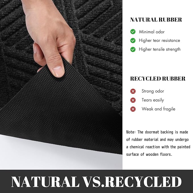 Yimobra Large Door Mat 47x24, All-Season Waterproof Outdoor Mats for Front Door Entrance with Drainage Holes, Heavy Duty Non-Slip Doormat for Garage Patio Entryway Indoor, Black