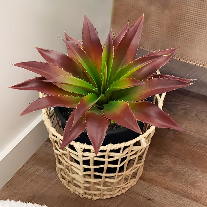 Agusbagli Succulents Plants Artificial, Large Fake Succulents Flowers Unpotted Real Touch Aloe Greenery Plants for Home Outdoor Wedding Floral Arrangement Red