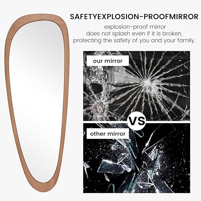 WallBeyond Asymmetrical Mirror, Irregular Mirror Full Length, Boho Wall Mirrors Decorative for Bedroom Living Room Entryway Hall, Mid Century Modern Decor 60" H x 22" W