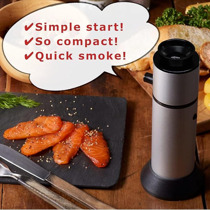 GREENHOUSE PORTABLE FOOD SMOKER. SMOKING GUN MINI-Compact size for outdoor & at home. Add strong smoky flavor to cocktail, turkey, cheese etc. Recommend as awesome gift for smoker food lovers.