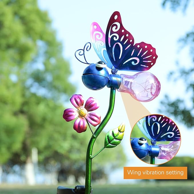 Bshine Solar Butterfly Outdoor Garden Decorative Lights, Waterproof Metal Stake Solar LED Lights Garden Decor Backyard, Pathway, Path, Lawn Ornaments for Mom