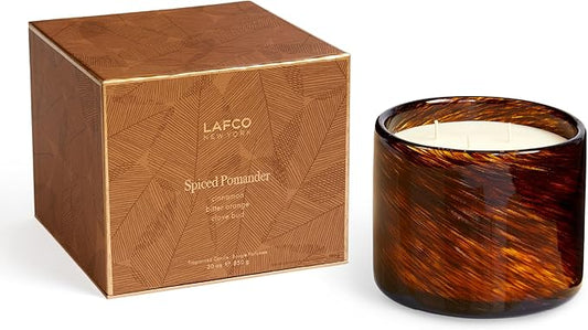 LAFCO New York Fall 3-Wick Candle, Spiced Pomander - 30 oz - 120-Hour Burn Time - Reusable, Hand Blown Glass Vessel - Made in The USA