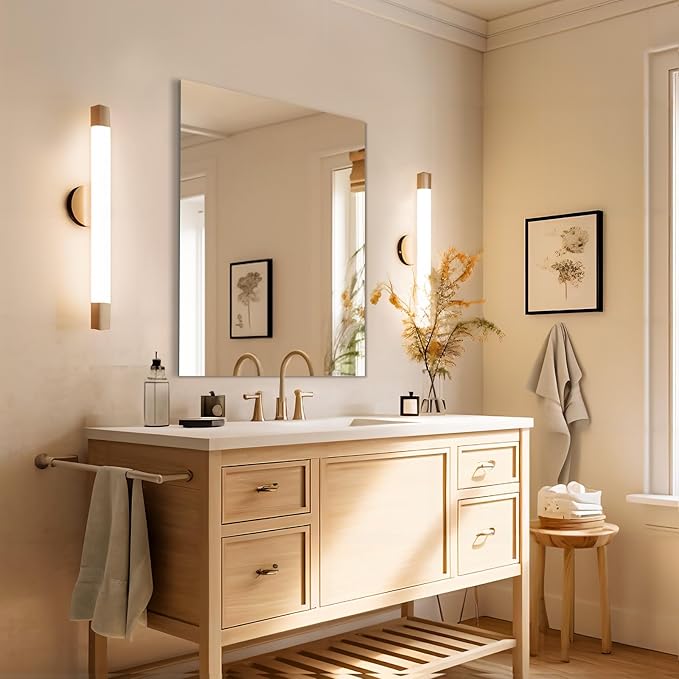 Mirrorons Frameless Wall Mirror, 24" x 32", Modern Rectangle Bathroom Mirror with Polished Edge, Horizontally or Vertically. Upgraded Shatterproof Mirror for Entryways, Bathroom, Gym