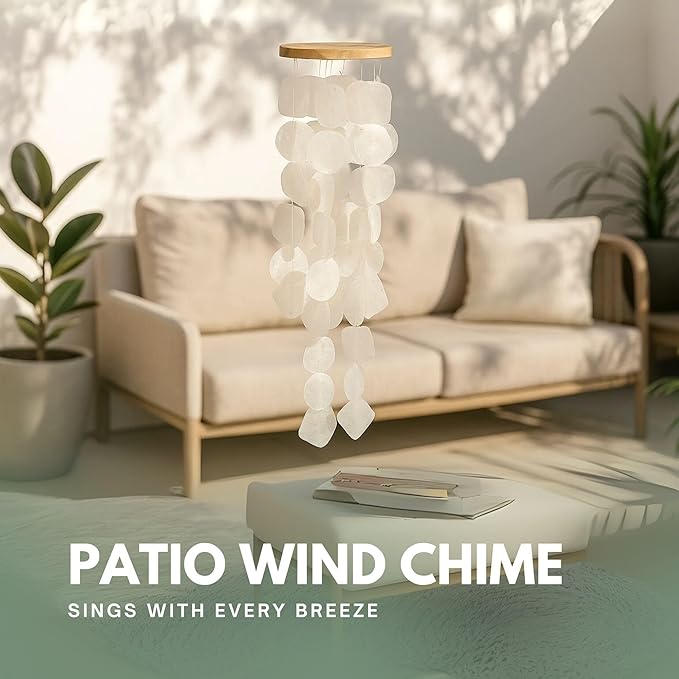 Solange & Frances Natural Garden Decor Wind Chimes for Outside - Patio and Gardening Gifts for Women, Zen Garden Wind Chime, Elegant Shell Wind Chimes Gift for Mom