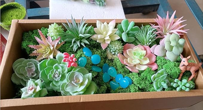 Artificial Succulent Plants, Small Plastic Succulents, Faux Succulents, Suculentas for DIY Garden Decor Succulent Dollhouse Craft Model Miniature Dioramas Miniature Garden Buildings