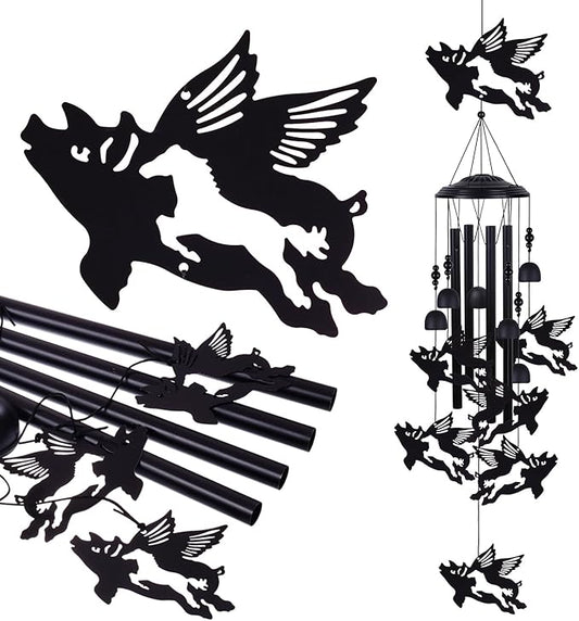 Flying Pig Wind Chimes for Home, Patio, Backyard, Indoor Pig Decor, Blessing Windchime, Garden Wind Catcher, Memorial Gifts, Outside Wind Bell Decoration, Festival Gifts for Mom/Grandma/Neighbor/Woman