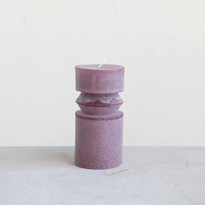 Creative Co-Op Unscented Totem Pillar, Pinot Candles, 3" L x 3" W x 6" H, Purple