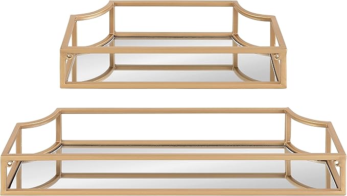 Kate and Laurel Ciel Modern Glam Metal Wall Shelf Set, Set of 2, Gold, Elegant Wall Decor and Storage