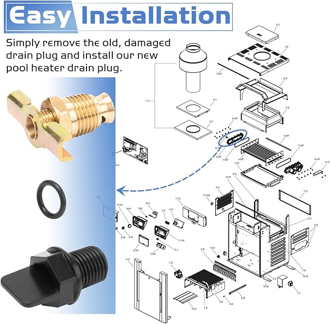 006721F Pool Heater Drain Plug Compatible with Raypak Capron Drain Plug, Pool Heater Parts Fits for Raypak RP2100 Digital Gas Models R185A-R405A, R185B-R405B, 206A-406A, 207A-407A
