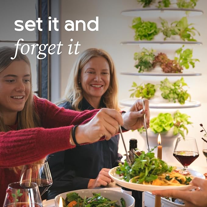 Farmstand Starter Kit with Glow Rings and 30 Seedling Credits | Family Hydroponic Growing System Kit | Vertical Garden Planter Tower | 5ft 5in Tall