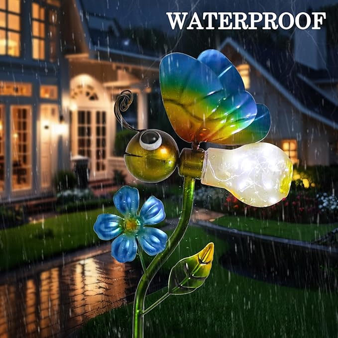 Bshine Solar Bee Outdoor Garden Decorative Lights, Waterproof Metal Stake Solar LED Lights Garden Decor Backyard, Pathway, Path, Lawn Ornaments for Mom