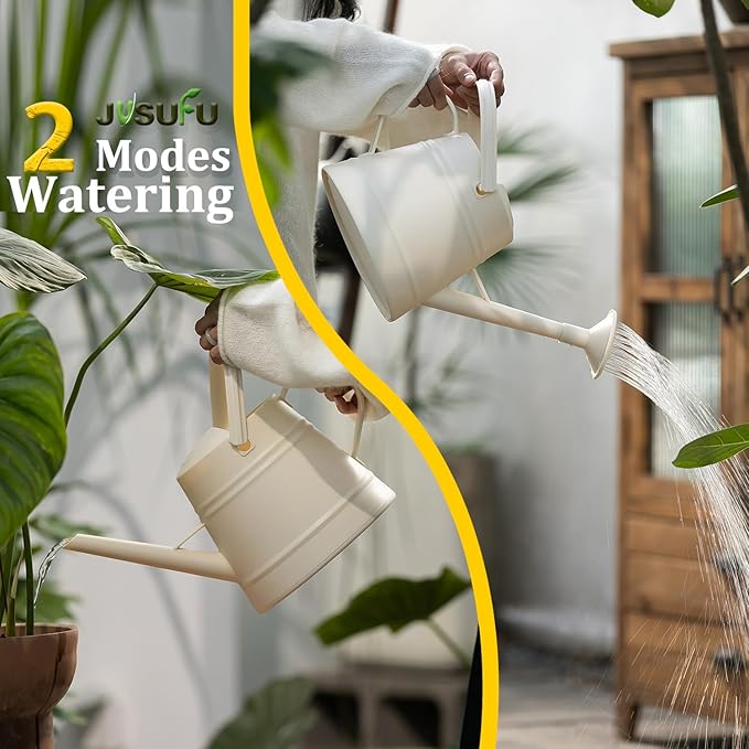 1 Gallon Watering Can for Plants, Watering Cans for Indoor&Outdoor Gardening, Water Can with Ergonomic Movable Handle (White)