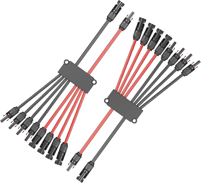 1 Pair Solar Connectors Y Branch 2 to 8,Solar Parallel Connectors for 2-4 Solar Panels,10AWG Adapter Solar Branch Connector