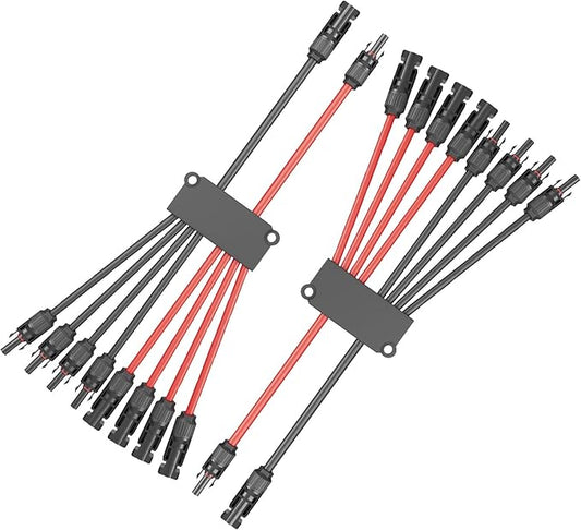 1 Pair Solar Connectors Y Branch 2 to 8,Solar Parallel Connectors for 2-4 Solar Panels,10AWG Adapter Solar Branch Connector