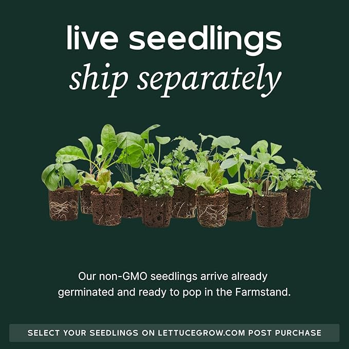 Farmstand Starter Kit with Glow Rings and 12 Seedling Credits | Tiny Hydroponic Growing System Kit | Vertical Garden Planter Tower | 3ft 8in Tall