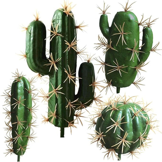 FagusHome Artificial Cactus Decor Faux Cactus Plant Fake Succulents Plants Artificial Cacti 4 Pieces Unpotted Indoor Home Décor Fake Cactus Stems