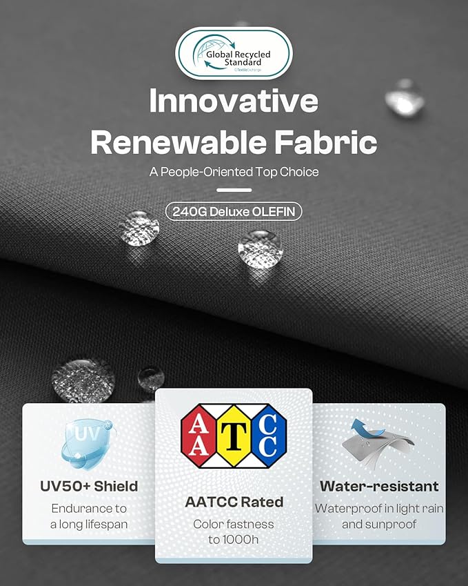 Outdoor Furniture Set, 4 Piece Aluminum Patio Furniture Set with Wide Seat and Thick Cushions, Modern Outdoor Patio Conversation Sets for Deck, Porch (Teak-Charcoal)