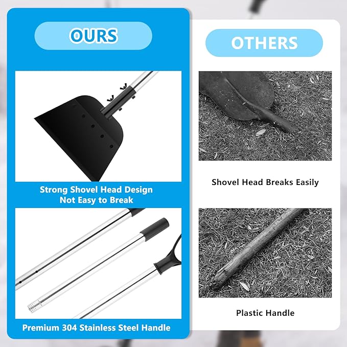 Heavy Duty Cleaning Shovel - Durable Snow Ice Dirt Scooper, All-Purpose Farm & Garden Tool with Ergonomic Grip - Effortless Debris Removal