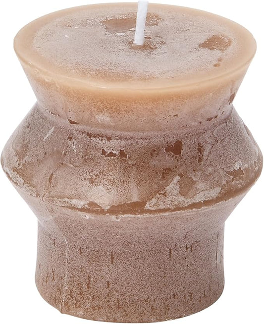 Creative Co-Op Unscented Totem Pillar, Cappuccino Candles, 3" L x 3" W x 3" H, Brown