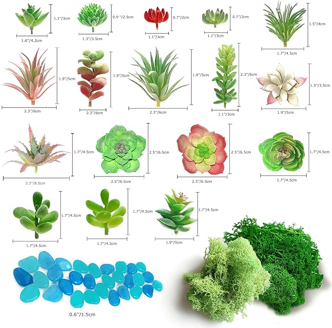 Artificial Succulent Plants, Small Plastic Succulents, Faux Succulents, Suculentas for DIY Garden Decor Succulent Dollhouse Craft Model Miniature Dioramas Miniature Garden Buildings