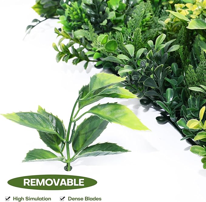 Boshen Artifical Grass Wall Backdrop 12PCS 10"x10" Boxwood Panels Grass Boxwood Hedge Wall Greenery UV Protected Artificial Grass Wall Decor for Party Wedding Backyard Indoor Outdoor