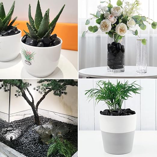 1-2.2 Inch Natural River Rocks,10LB Black Polished Pebbles for Garden Landscaping. Fish Tank Decorative River Rocks, Vase Filling Pebbles, Outdoor Decorative River Rocks