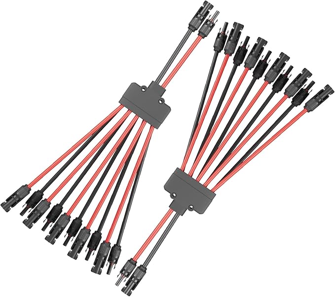 1 Pair Solar Connectors Y Branch, 2 to 10 Solar Parallel Connector for 2-5 Solar Panels,12AWG-10AWG Solar Connector Kit