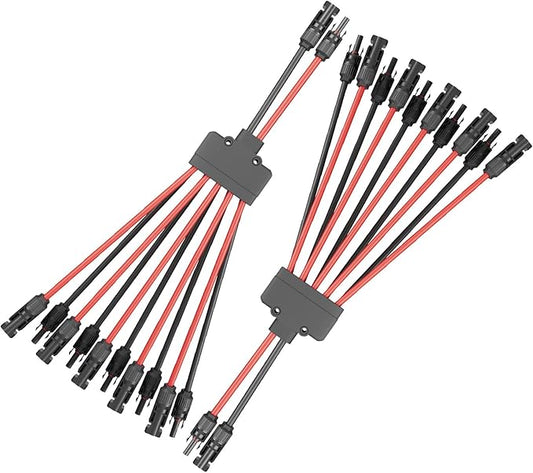 1 Pair Solar Connectors Y Branch, 2 to 10 Solar Parallel Connector for 2-5 Solar Panels,12AWG-10AWG Solar Connector Kit