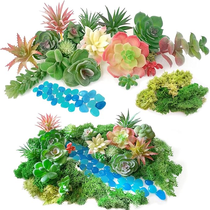 Artificial Succulent Plants, Small Plastic Succulents, Faux Succulents, Suculentas for DIY Garden Decor Succulent Dollhouse Craft Model Miniature Dioramas Miniature Garden Buildings