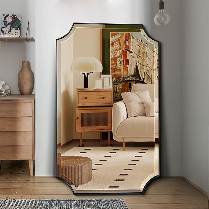 POZINO Rounded Rectangle Mirror, 24"x40" Beveled Bathroom Mirrors for Over Sink, Modern Vanity Wall Mirror, Irregular Shaped Decorative Mirrors for Bathroom Bedroom Living Room Fireplace Entryway