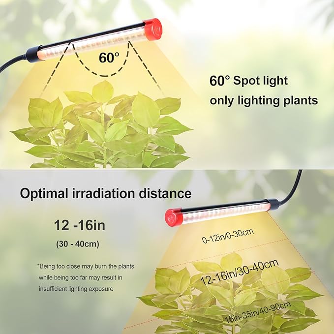 4-Head Desk Grow Lights for Indoor Plants, Seed Starting, Bonsai, Succulent, Cactus with Timer, 36W Table Top LED Plant Growing Lamps, Enough High-Intensity Like Sun, Best Gift for Plants Lover