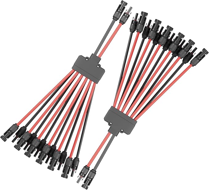 1 Pair Solar Panel Connectors Y Branch 2 to 12,Solar Parallel Connectors for 2-6 Solar Panels,10AWG Solar Y Connector PV Tool Kit