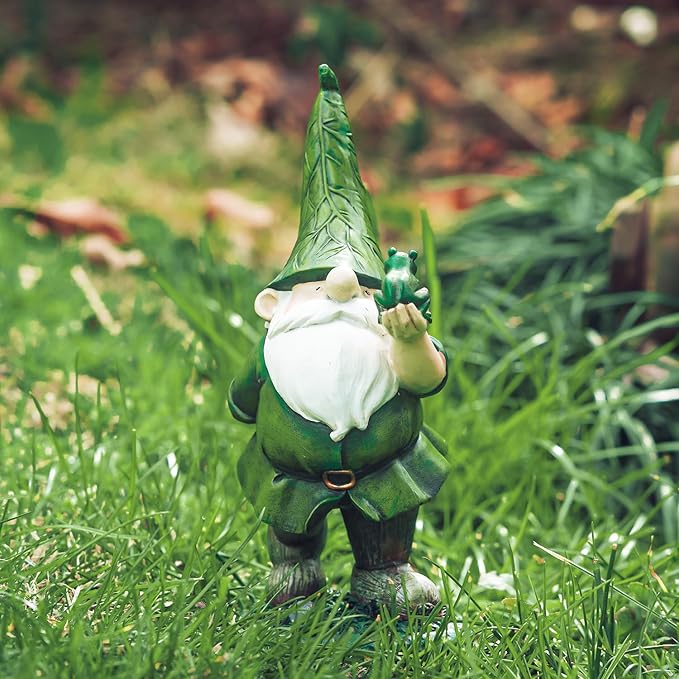 Topadorn Resin Gnome Statue - Outdoor Garden Decorative Frog Statuary