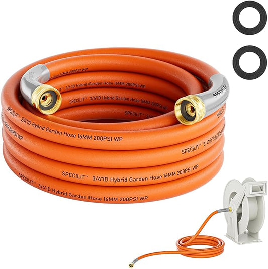 SPECILITE Garden Water Hose 20 ft x 3/4 in with Female to Female Connector, Small Leader Hose for Hose Reel, Heavy Duty, Flexible & Lightweight, Water Pipe, Outdoor Water Hose Extension Adapter