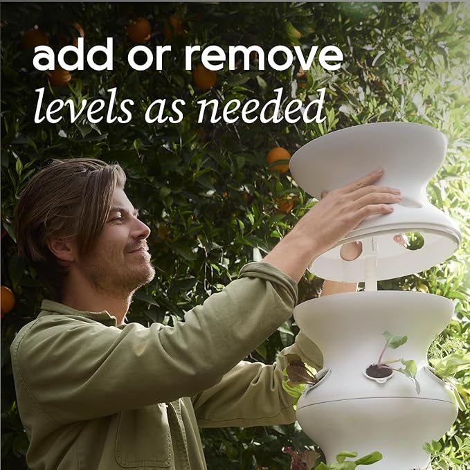 Farmstand Starter Kit + 18 Seedling Credits | Small Hydroponic Growing System Kit | Self-Watering Outdoor Vertical Garden Planter Tower | 4ft 3in | Made in USA