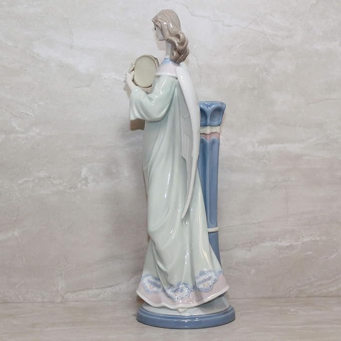 Lladro Figurine, 5950 Angel with Tambourine Candleholder